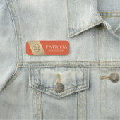 エレガントコイフィッシュオレンジ&ラグジュアリーグリッター金ゴールドロゴ 名札 (インサイチュ)