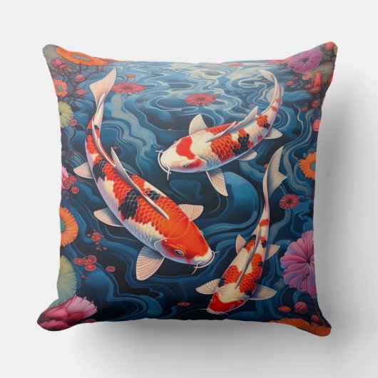 エレガントコイフィッシュブルー/オレンジ色のアクセント枕 クッション (正面)