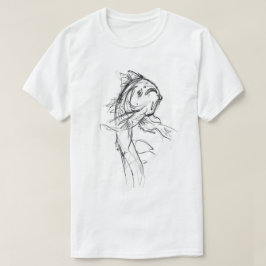 エレガントコイ魚抽象芸術スケッチ Tシャツ