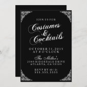 エレガントコスチュームとカクテルハローウィンパーティ 招待状 (正面/裏面)