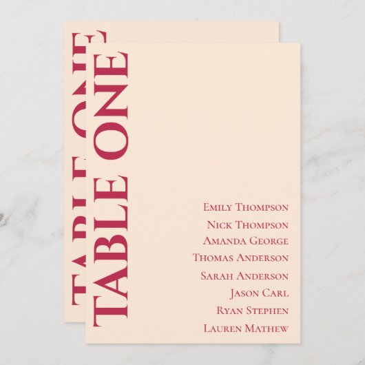 エレガントコンテンポラリーなウェディングテーブルの座席表 (正面/裏面)