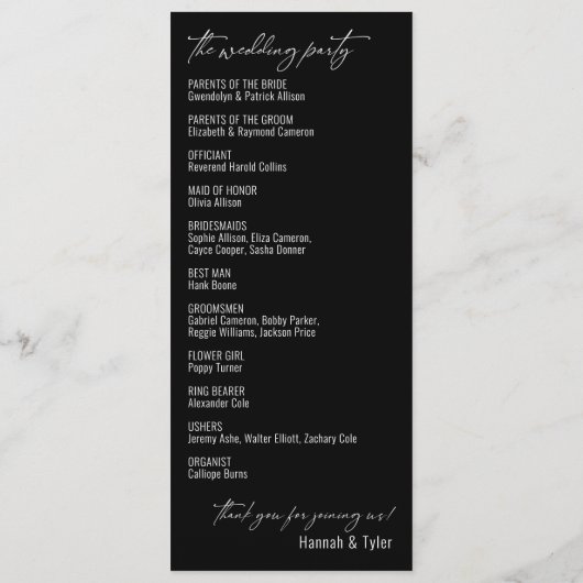 エレガントコンテンポラリーシンプルタイポグラフィブラック プログラム (裏面)