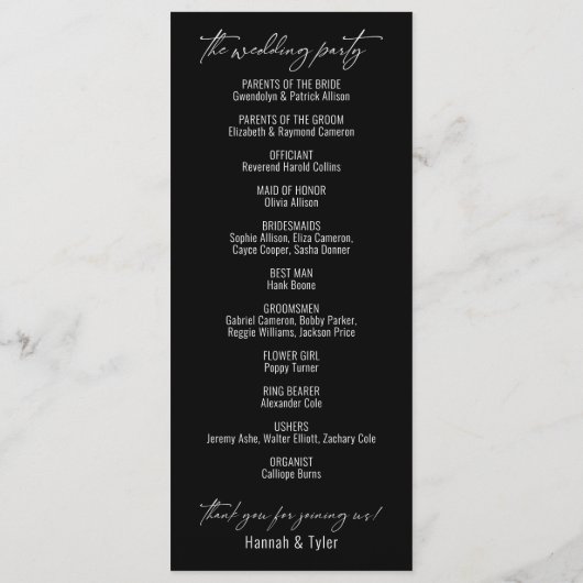 エレガントコンテンポラリーシンプルタイポグラフィブラック プログラム (裏面)