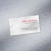 エレガントコンテンポラリーモダンスタイルグレー赤 マグネット名刺 (インサイチュ)