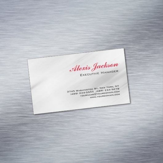 エレガントコンテンポラリーモダンスタイルグレー赤 マグネット名刺 (インサイチュ)