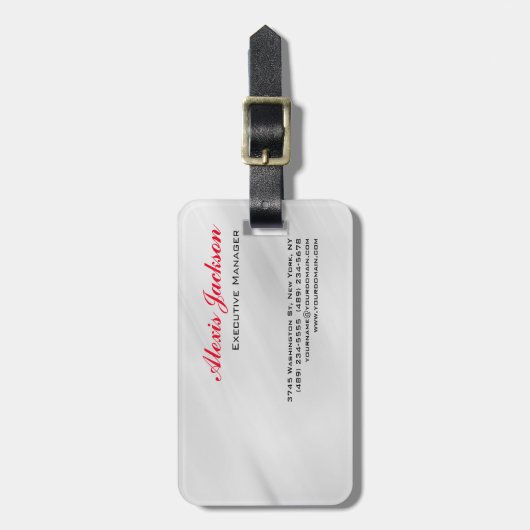 エレガントコンテンポラリーモダンスタイルグレー赤 ラゲッジタグ (正面縦)