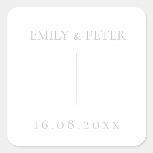 エレガントコンテンポラリーモダンミニマ結婚リスト スクエアシール (正面)