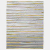 エレガントコンテンポラリー金ゴールドとグレーストライプトーン フリースブランケット (正面)