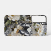 「エレガントコントラスト：白黒の蝶 SAMSUNG GALAXYケース (裏面横)