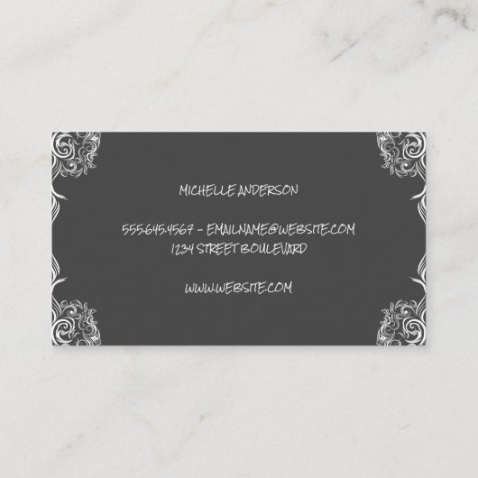 エレガントコーナファンシーーズブラックグレープロフェッショナル 名刺 (裏面)