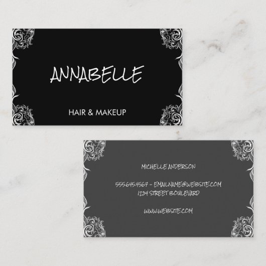 エレガントコーナファンシーーズブラックグレープロフェッショナル 名刺 (正面/裏面)