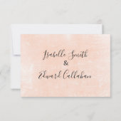 エレガントコーラルピンクのミニマリストのウォーター結婚カラー 出欠カード (裏面)