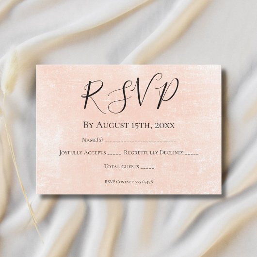 エレガントコーラルピンクのミニマリストのウォーター結婚カラー 出欠カード