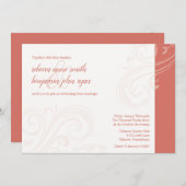 エレガントコーラル招待状キャロリン結婚ズ 招待状 (正面/裏面)