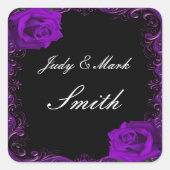 エレガントゴシックパープルバラ結婚ズシール スクエアシール (正面)
