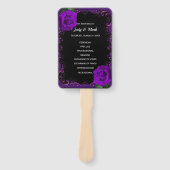 エレガントゴシックパープルバラ結婚式 プログラムファン ハンドファン (正面)