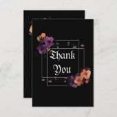 エレガントゴシックブラックフローラパーソナライズされた サンキューカード (正面/裏面)