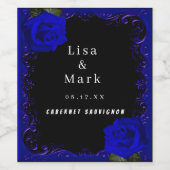 エレガントゴシックブルーバラワインラベル ワインラベル (シングルラベル)