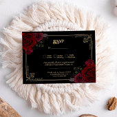 エレガントゴシックロマンスバラの結婚式RSVP 出欠カード