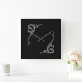 エレガントゴシック旋回デザイン スクエア壁時計 (ホーム)