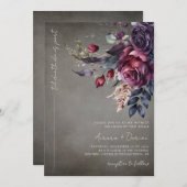 エレガントゴシック水彩フローラ結婚ズ 招待状 (正面/裏面)