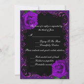 エレガントゴシック紫バラ応答カード 招待状 (正面)