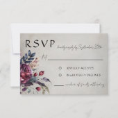 エレガントゴシック紫色の水彩フローラRSVPカード 出欠カード (正面)