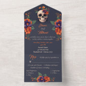 エレガントゴシック3Dフローラスカル結婚ズ オールインワン招待状 (内側)