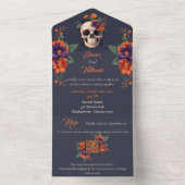 エレガントゴシック3Dフローラスカル結婚ズ オールインワン招待状 (内側)