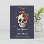 エレガントゴシック3Dフローラスカル結婚ズ 招待状 (スタンド正面)