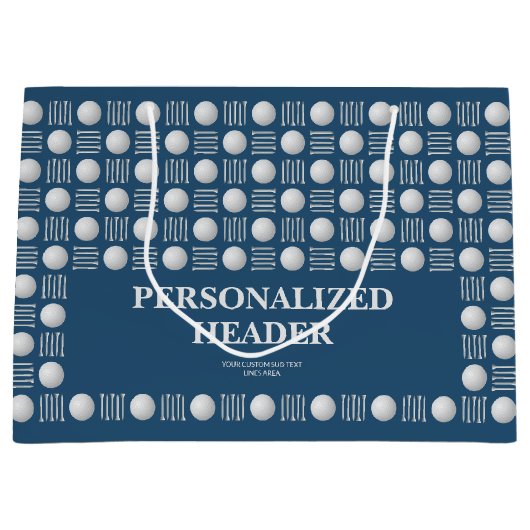 エレガントゴモダンルフボール&ティー王室のブルー ラージペーパーバッグ (正面)