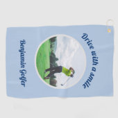 エレガントゴルファー写真名ブルーゴルフタオル ゴルフタオル (横)