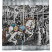 エレガントゴーメリーラウンド回転木馬ヴィンテージ シャワーカーテン (正面)