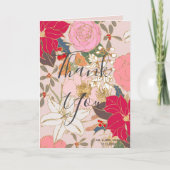 エレガントゴールデンカラフルストローク冬フローラ サンキューカード (正面)