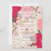 エレガントゴールデンカラフルストローク冬フローラ 招待状 (正面)