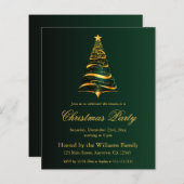 エレガントゴールデンクリスマスツリーパーティーバジェットカード (正面/裏面)