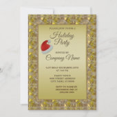 エレガントゴールデンクリスマスパーティー休暇 招待状 (正面)