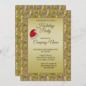 エレガントゴールデンクリスマスパーティー休暇 招待状 (正面/裏面)
