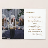 エレガントゴールデングリーンメリークリスマスツリー写真 箔カード (内部)