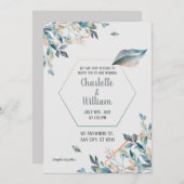 エレガントゴールデング葉レリー結婚式招待状 招待状 (正面/裏面)