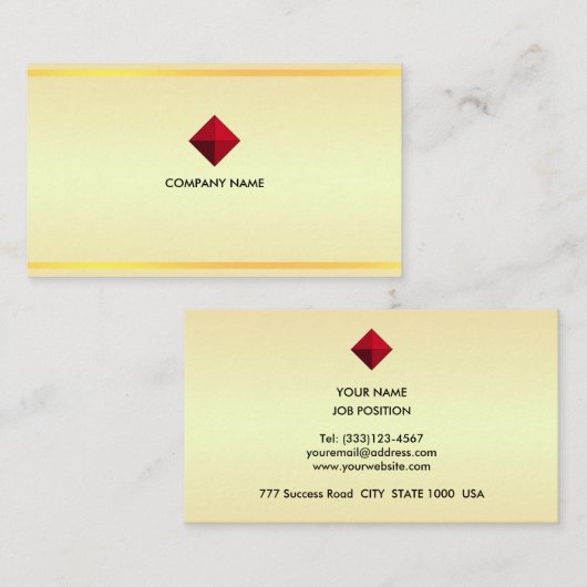 エレガントゴールデンシェードと金ゴールドストライプ 名刺 (正面/裏面)