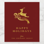 エレガントゴールデンスノーフレークホリデー ワインラベル (シングルラベル)