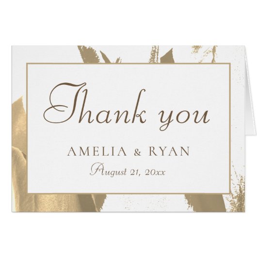 エレガントゴールデンチューリ結婚ップフローラサンキューカード (正面横)