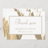 エレガントゴールデンチューリ結婚ップフローラサンキューカード サンキューカード (正面/裏面)