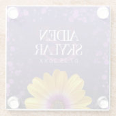 エレガントゴールデンデイジーとパープルグリッター結婚ズ ガラスコースター (裏面)