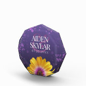 エレガントゴールデンデイジーとパープルグリッター結婚ズ フォトブロック (右)