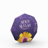 エレガントゴールデンデイジーとパープルグリッター結婚ズ フォトブロック (左)