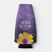 エレガントゴールデンデイジーとパープルグリッター結婚ズ ボトルクーラー (正面)