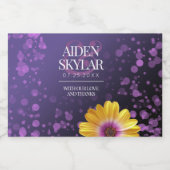 エレガントゴールデンデイジーとパープルグリッター結婚ズ リキュールボトルラベル (シングルラベル)