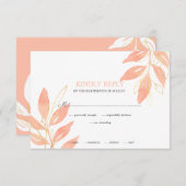 エレガントゴールデンピーチウォーターフローラ結婚ズ 出欠カード (正面/裏面)